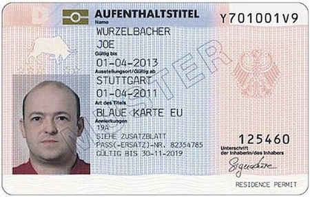 Sample Blue Card Germany